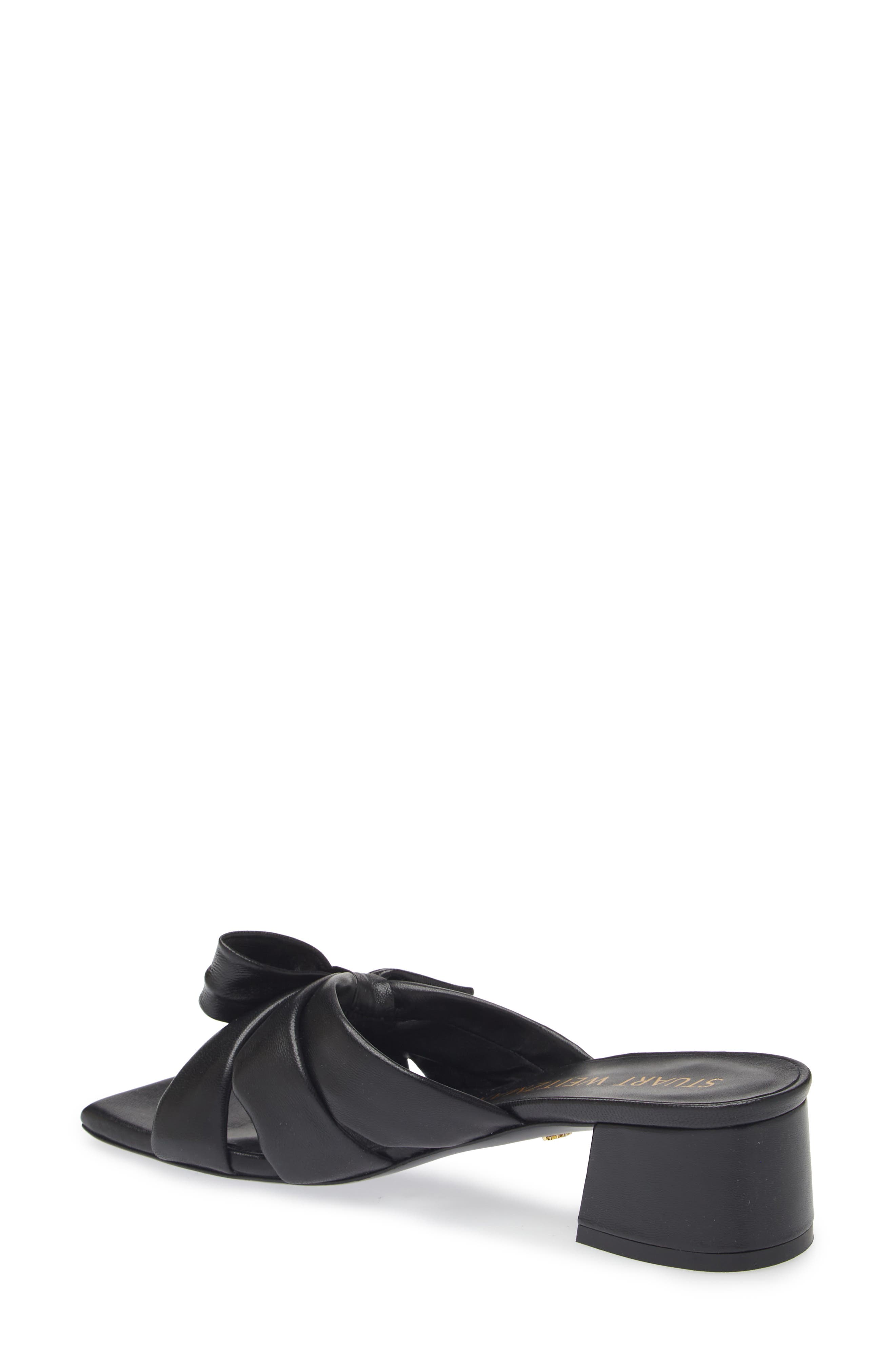 Stuart Weitzman Sofia Bow Sandal, Alternate, color, Black Leather