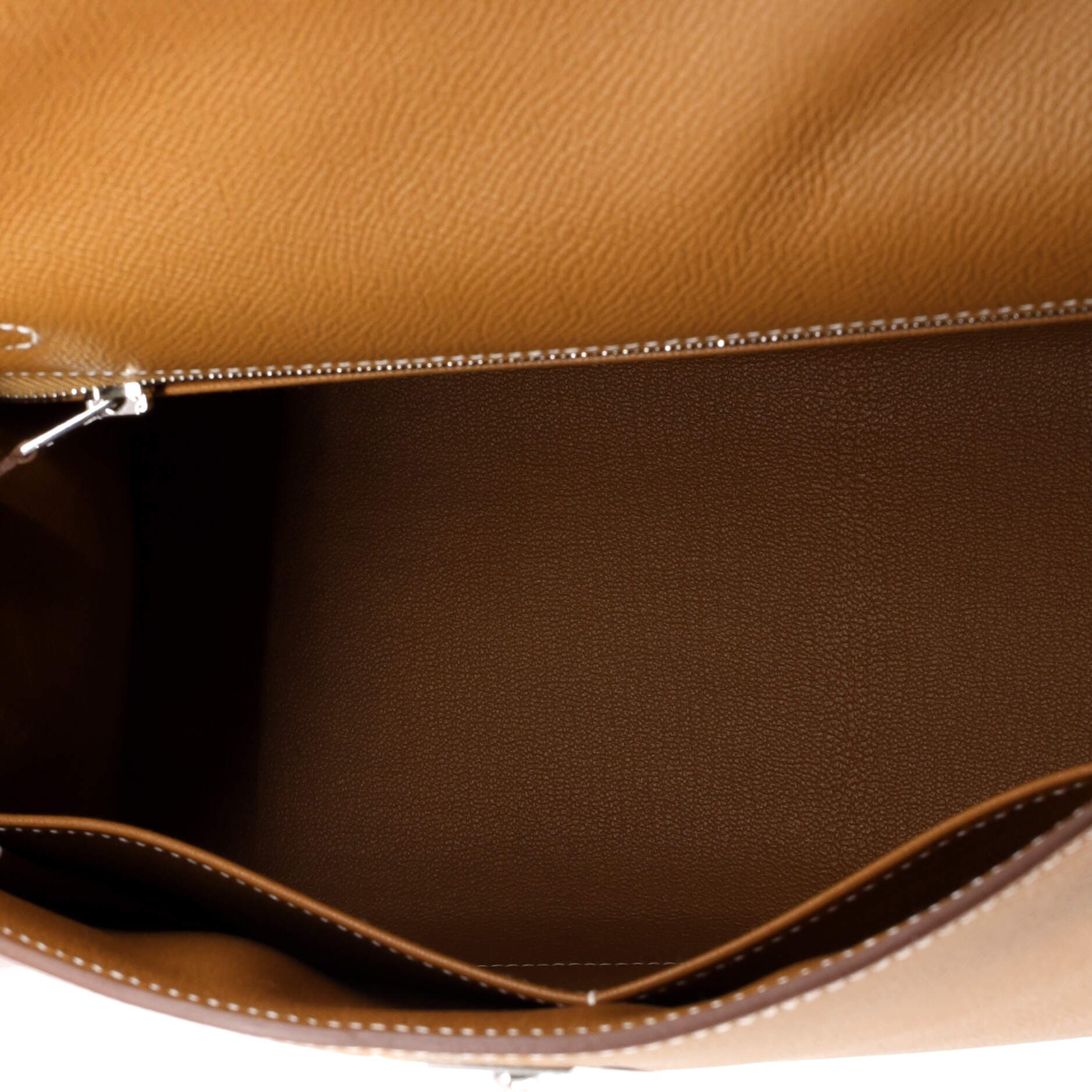 Pre-Owned Hermes Kelly Handbag Brown Epsom with Palladium Hardware 28, Alternate, color, Gold