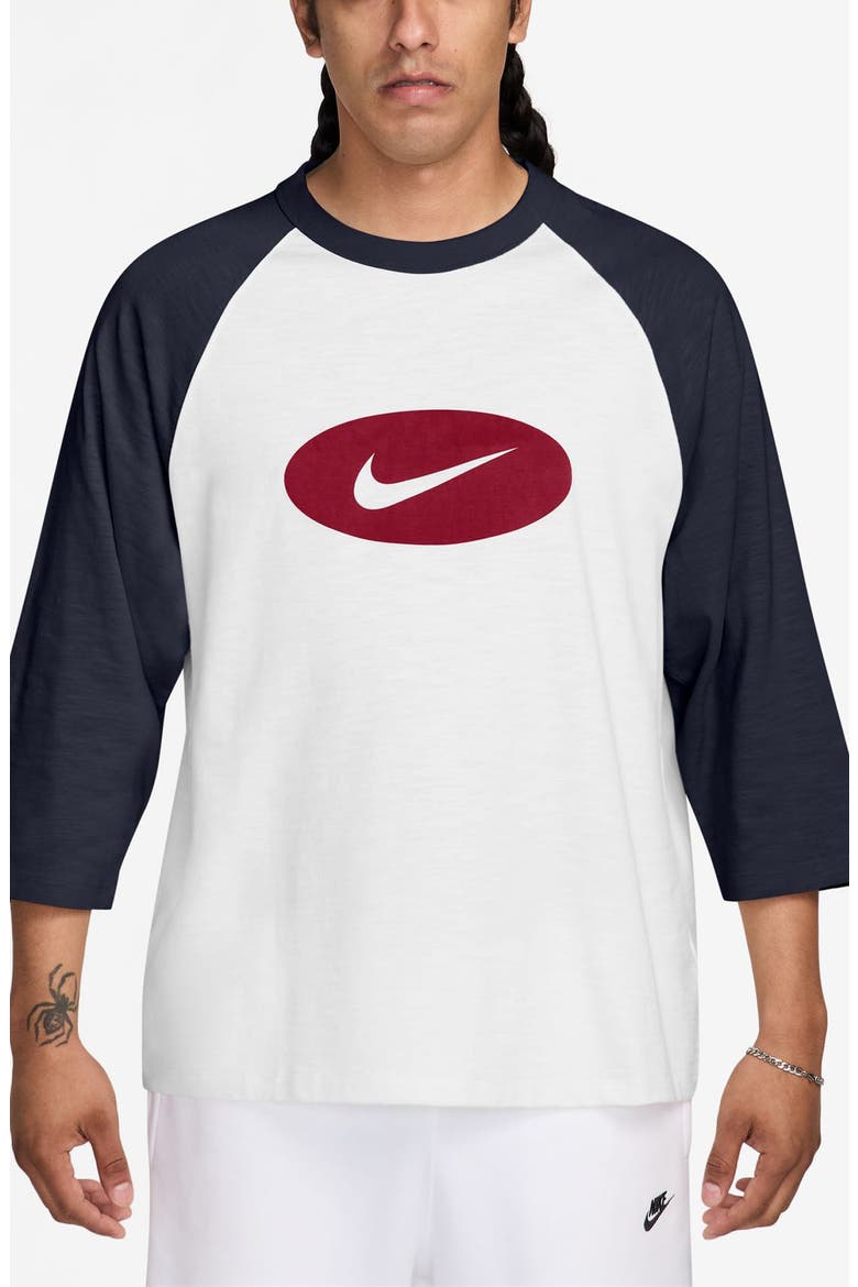 Club Three-Quarter Raglan T-Shirt, Main, color, OBSIDIAN/ WHITE