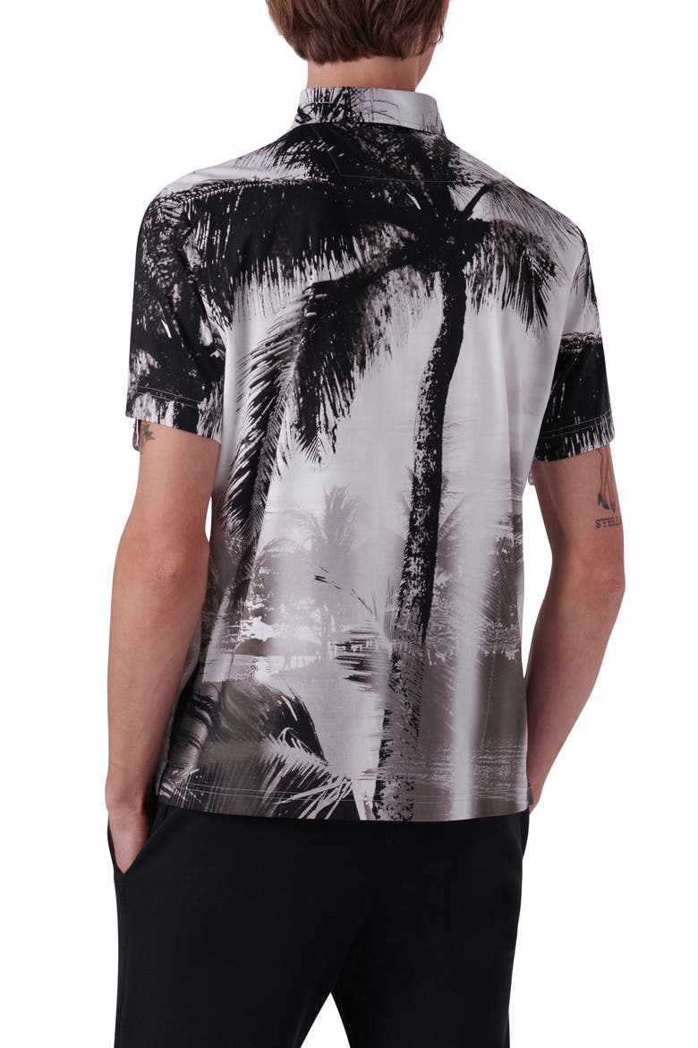 Digital Print Cotton Polo Shirt, Alternate, color, BLACK