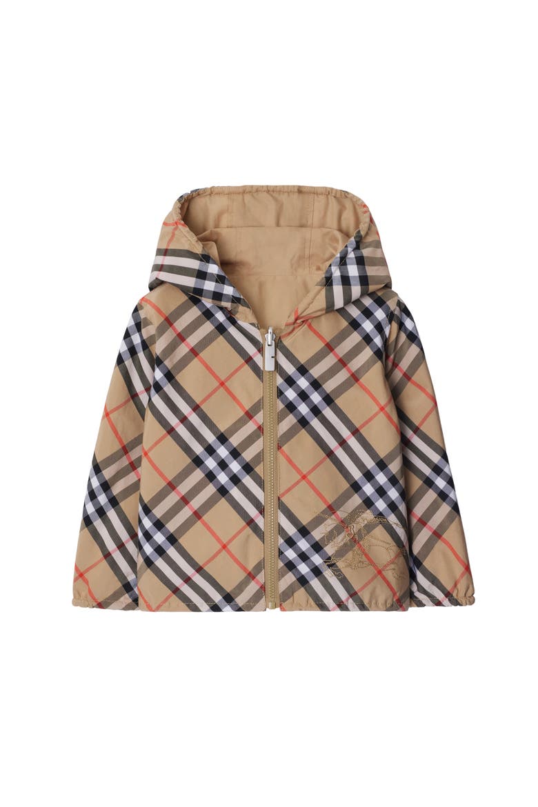 Reversible Check Cotton Blend Jacket, Main, color, Sand beige