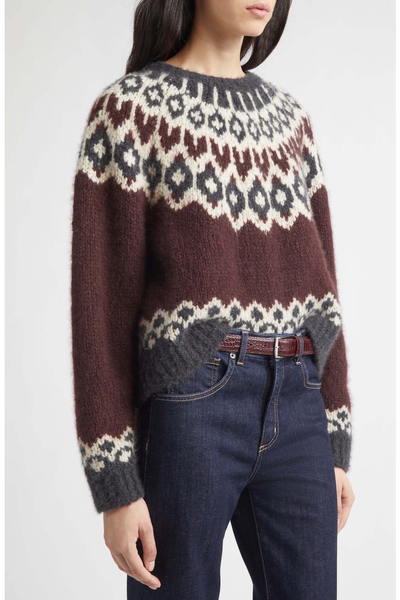 Isaline Fair Isle Cashmere Sweater, Alternate, color, BURGUNDY FAIRISLE