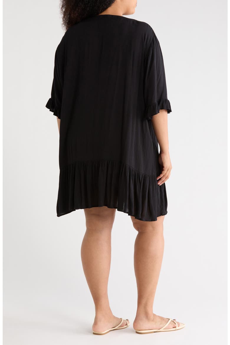 Ruffle Cover-Up Dress, Alternate, color, BLACK