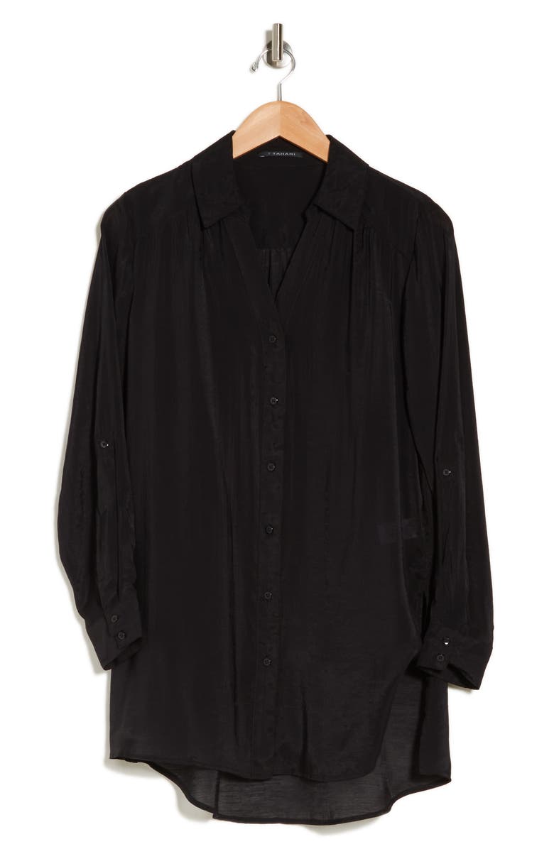 T Tahari Long Sleeve Button-Up Tunic Shirt, Main, color, 