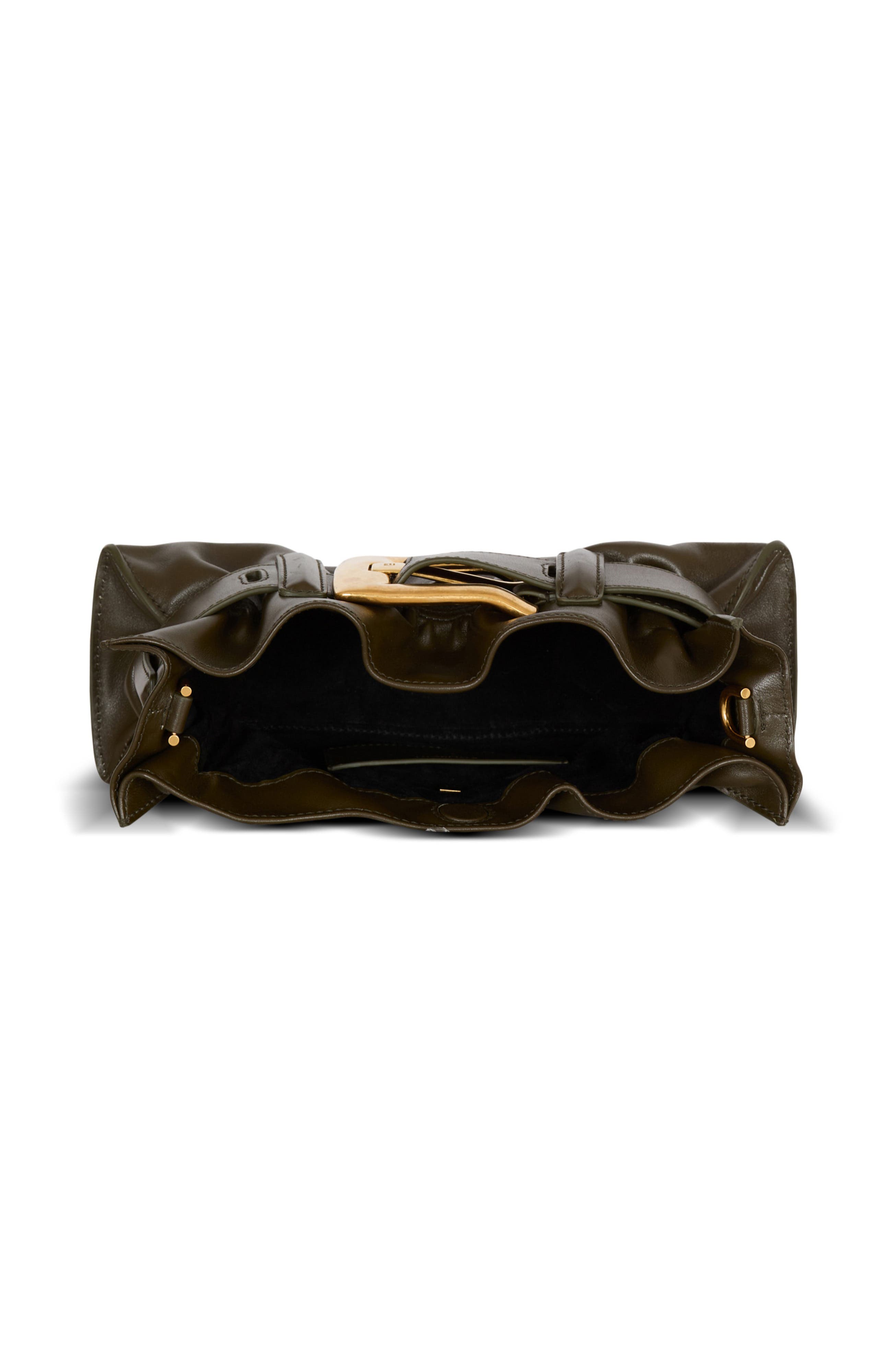 Mini Anthem Shoulder bag in calfskin leather, Alternate, color, khaki