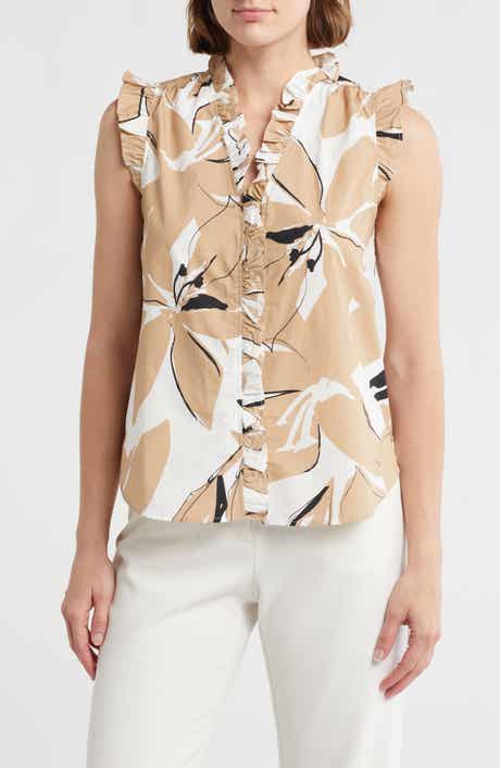 Ellen Tracy Ruffle Cotton Top