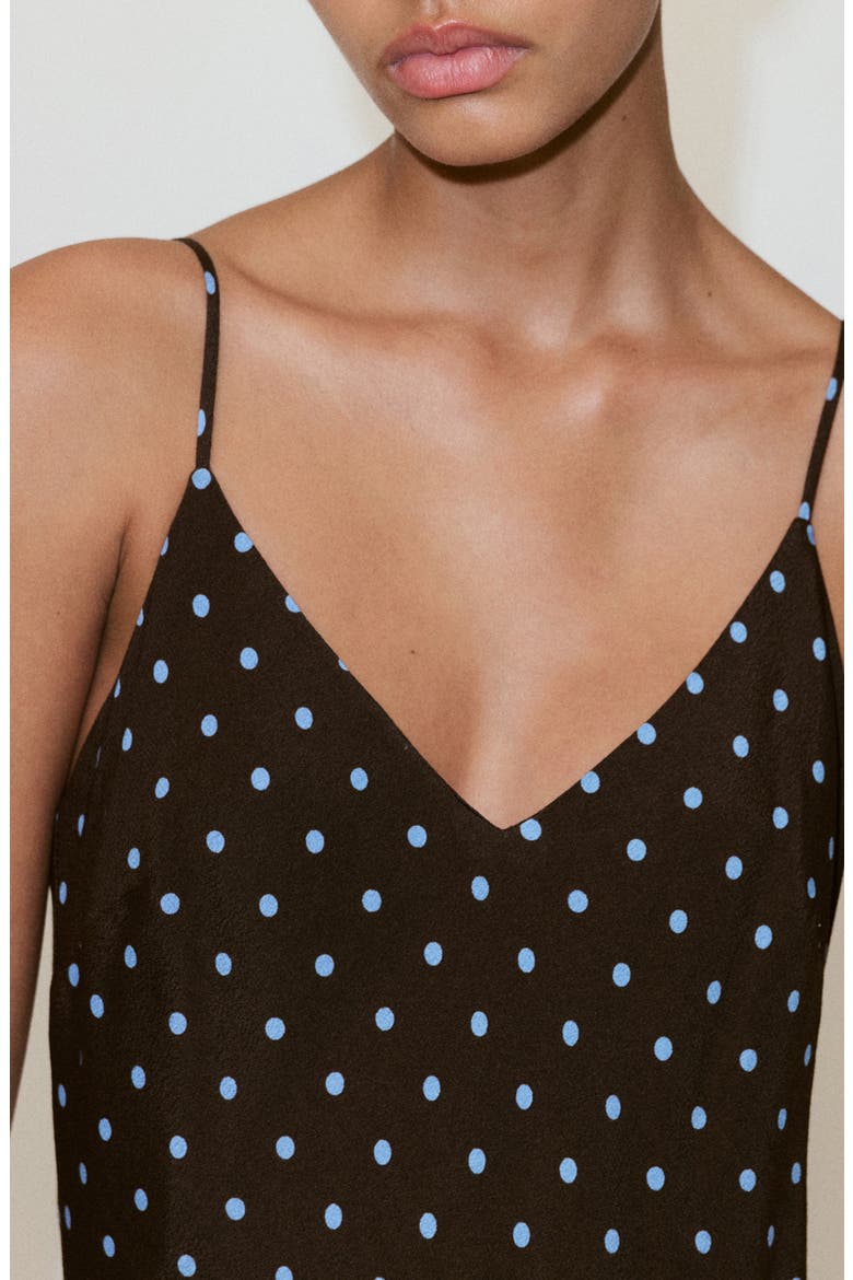 Printed V-Neck Slipdress, Alternate, color, CHOCOLATE