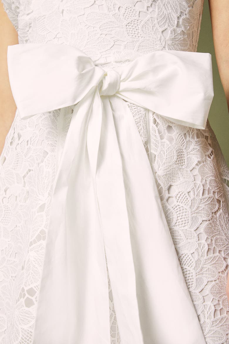 Halterneck Belted Lace Midi Dress, Alternate, color, Ivory