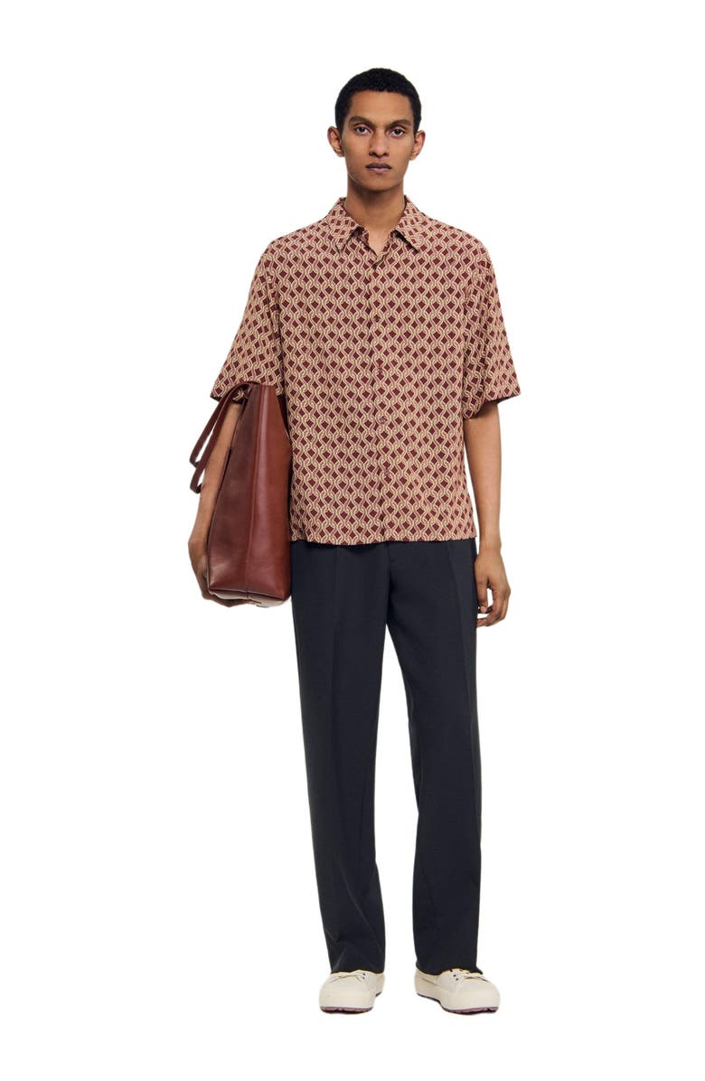 SANDRO Rope print shirt, Alternate, color, Terra