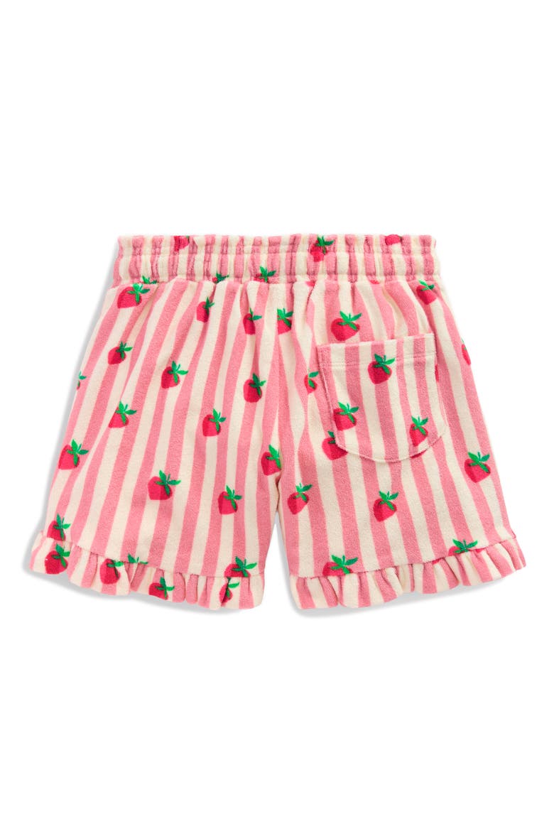 Kids' Cotton Blend Terry Ruffle Shorts, Alternate, color, STAWBERRY STRIPE