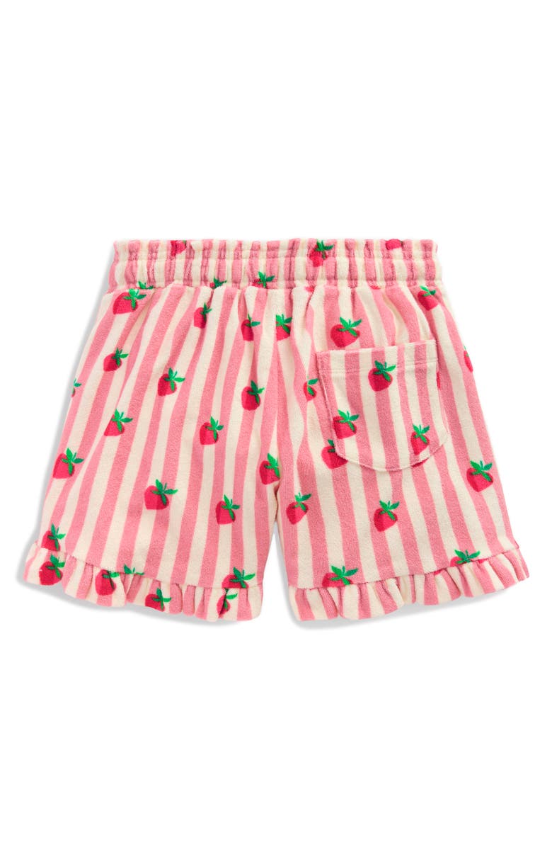 Mini Boden Kids' Cotton Blend Terry Ruffle Shorts, Alternate, color, Stawberry Stripe