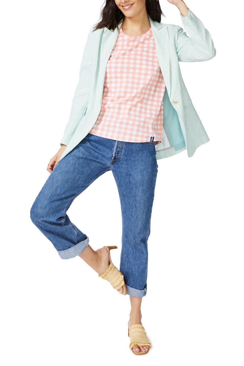 Pinstripe One-Button Blazer, Alternate, color, CRYSTAL SKY