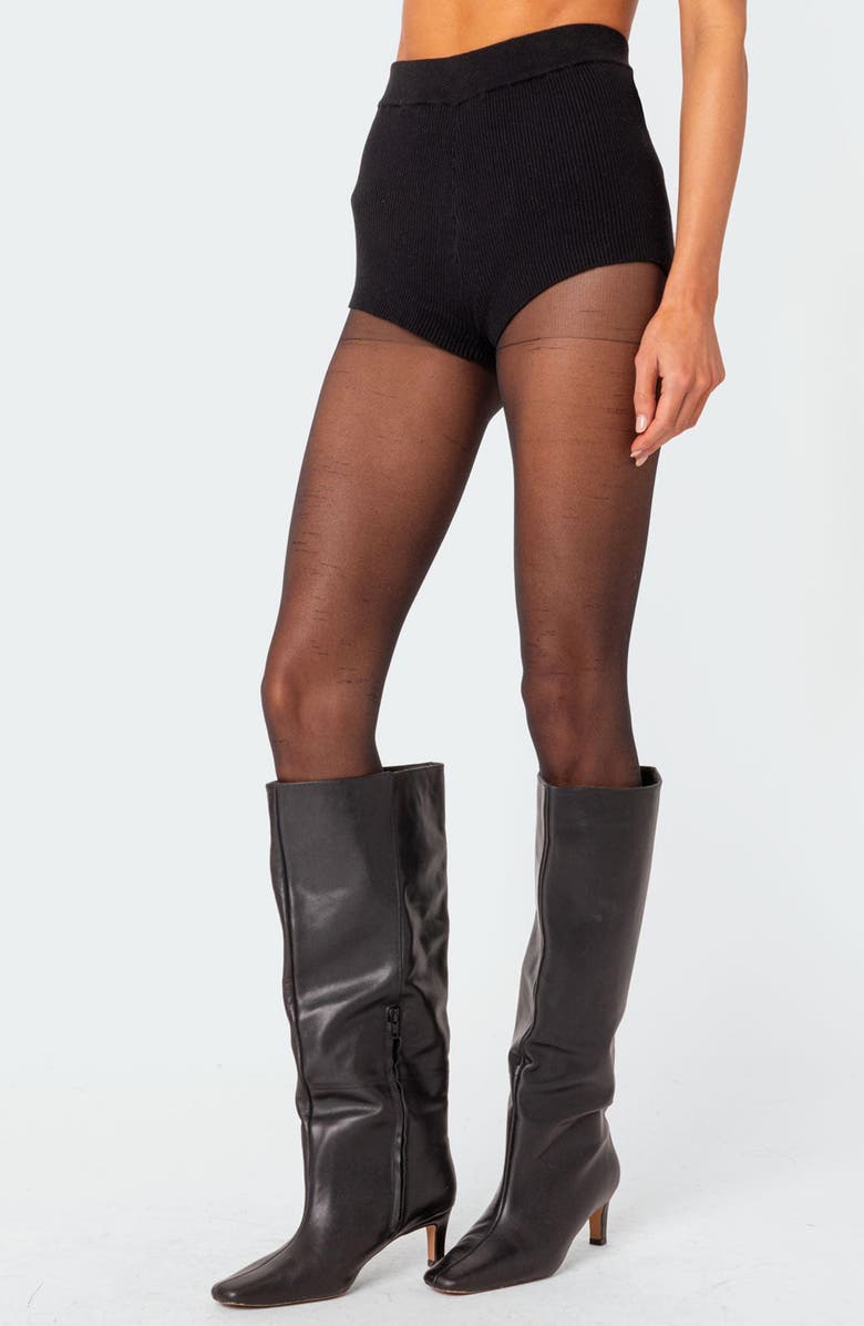 EDIKTED Marcus Rib Micro Shorts, Alternate, color, Black