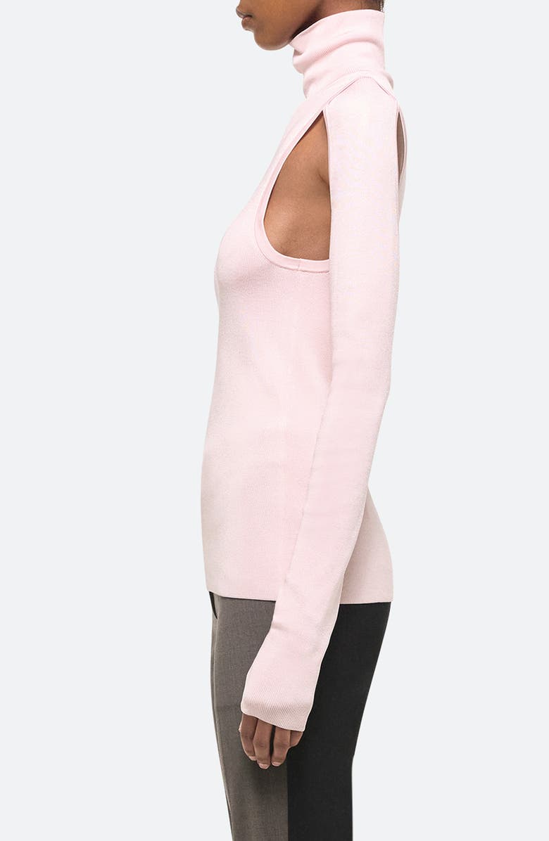Helmut Lang Cutout Turtleneck Knit Top, Alternate, color, Baby Pink - V32