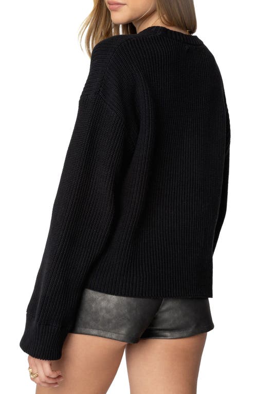 Edikted Marleen Oversize Crewneck Cotton Sweater In Black