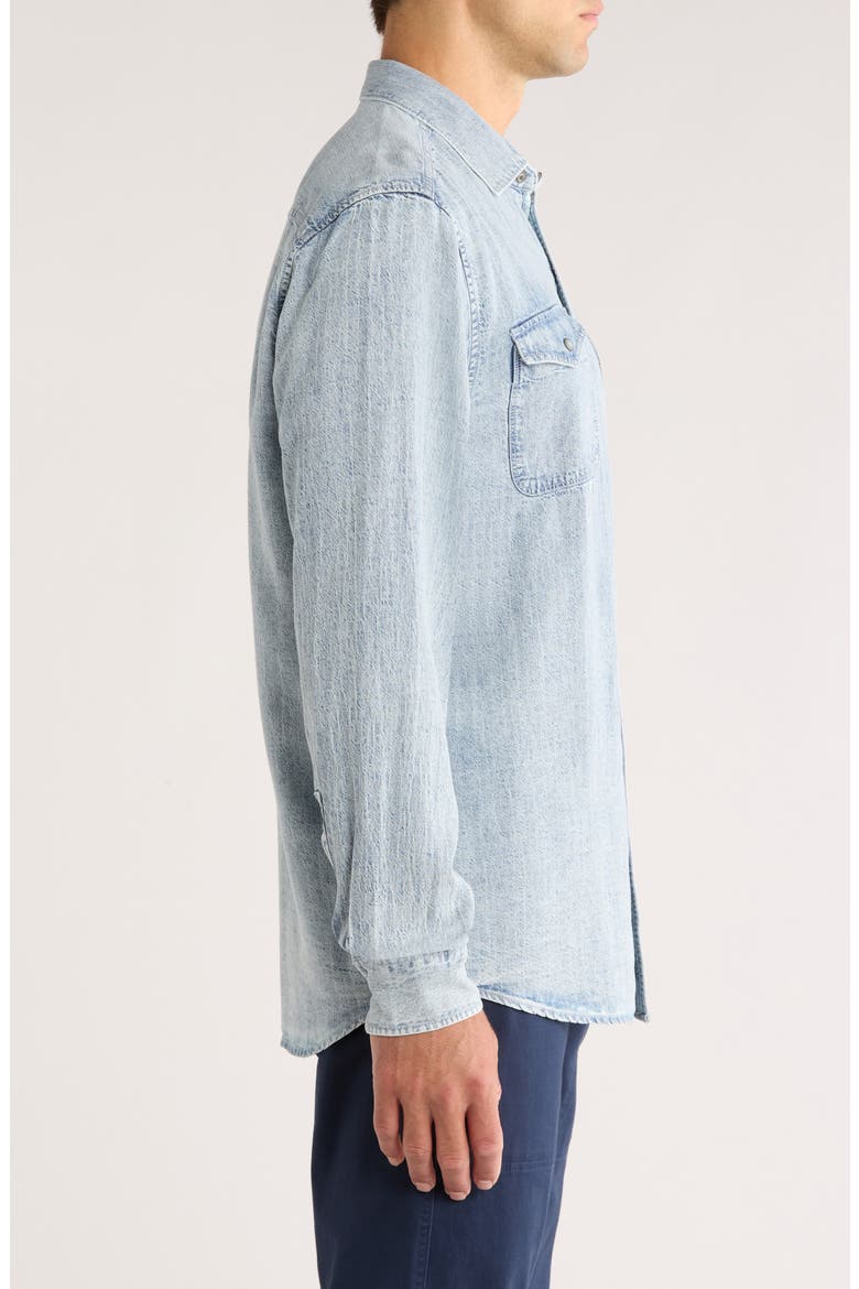 Go West Lyocell & Linen Snap-Up Western Shirt, Alternate, color, LIGHT INDIGO