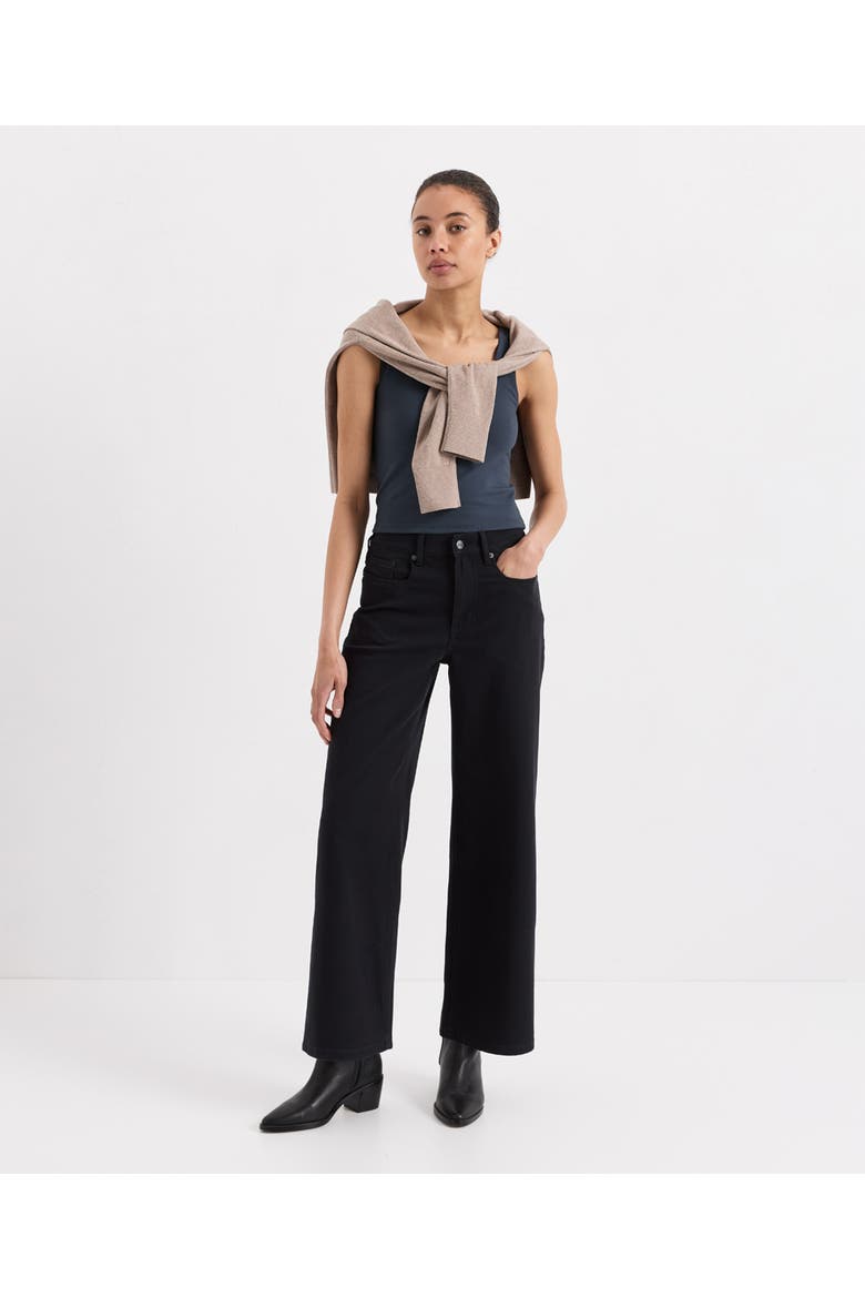 Organic Cotton All-Day Twill Wide Leg Pant, Alternate, color, Black