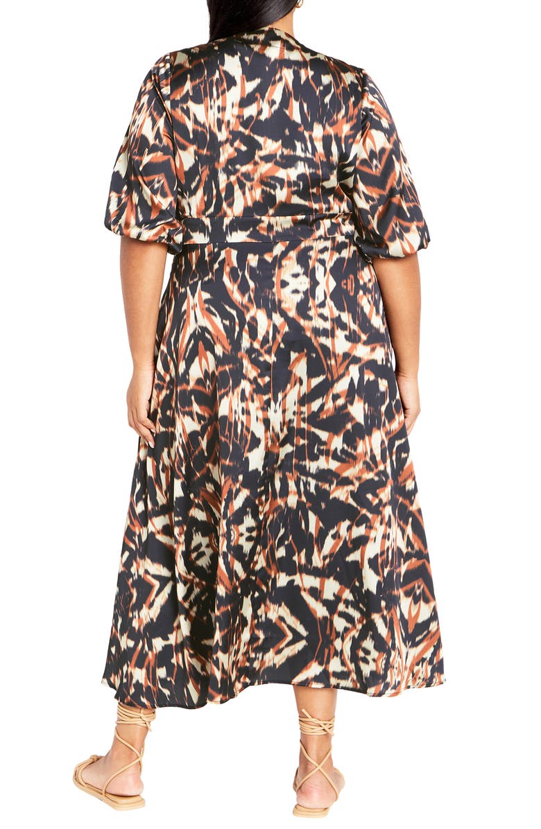 City Chic Leanna Puff Sleeve Maxi Dress, Alternate, color, Calypso Crush