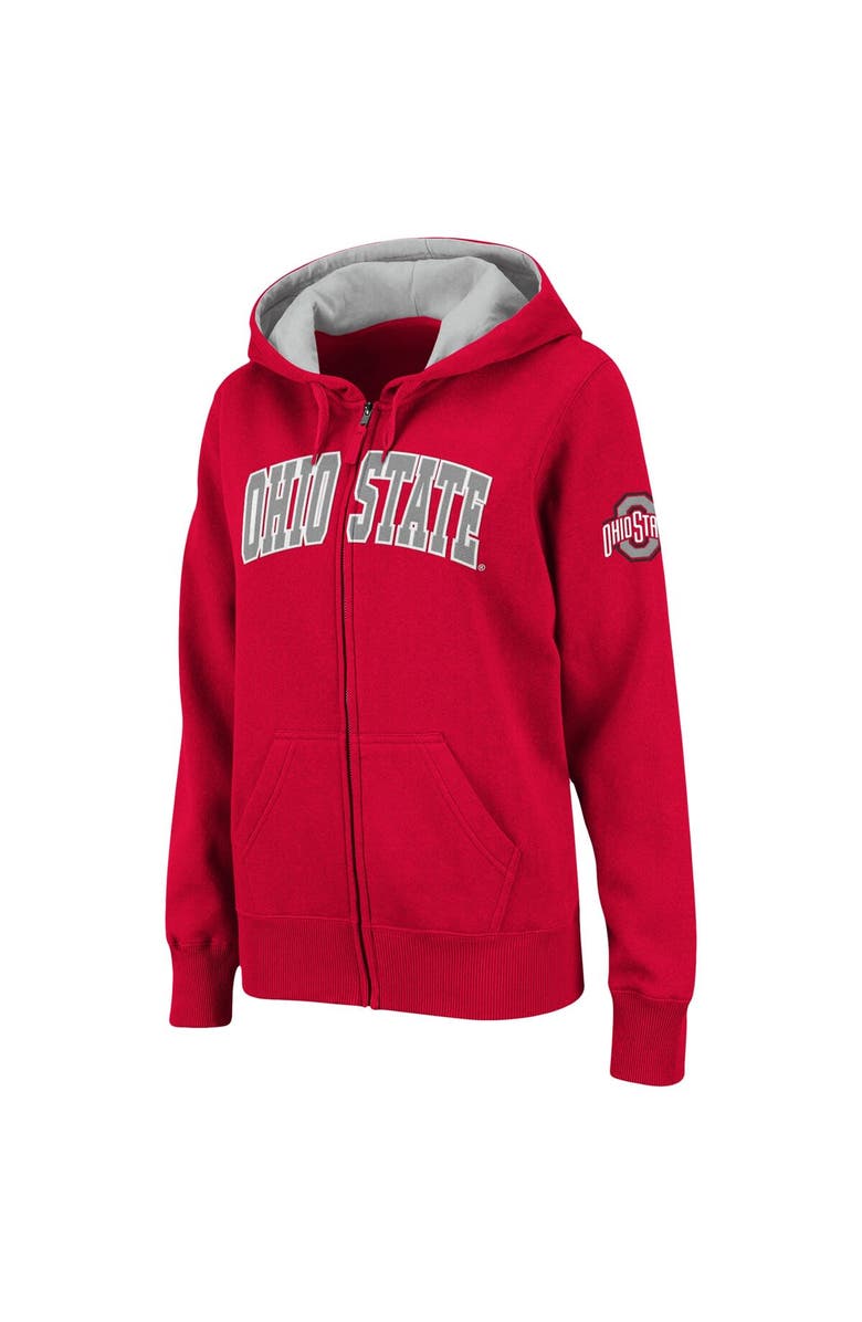 COLOSSEUM Women's Scarlet Ohio State Buckeyes Arched Name Full-Zip Hoodie, Alternate, color, Scarlet