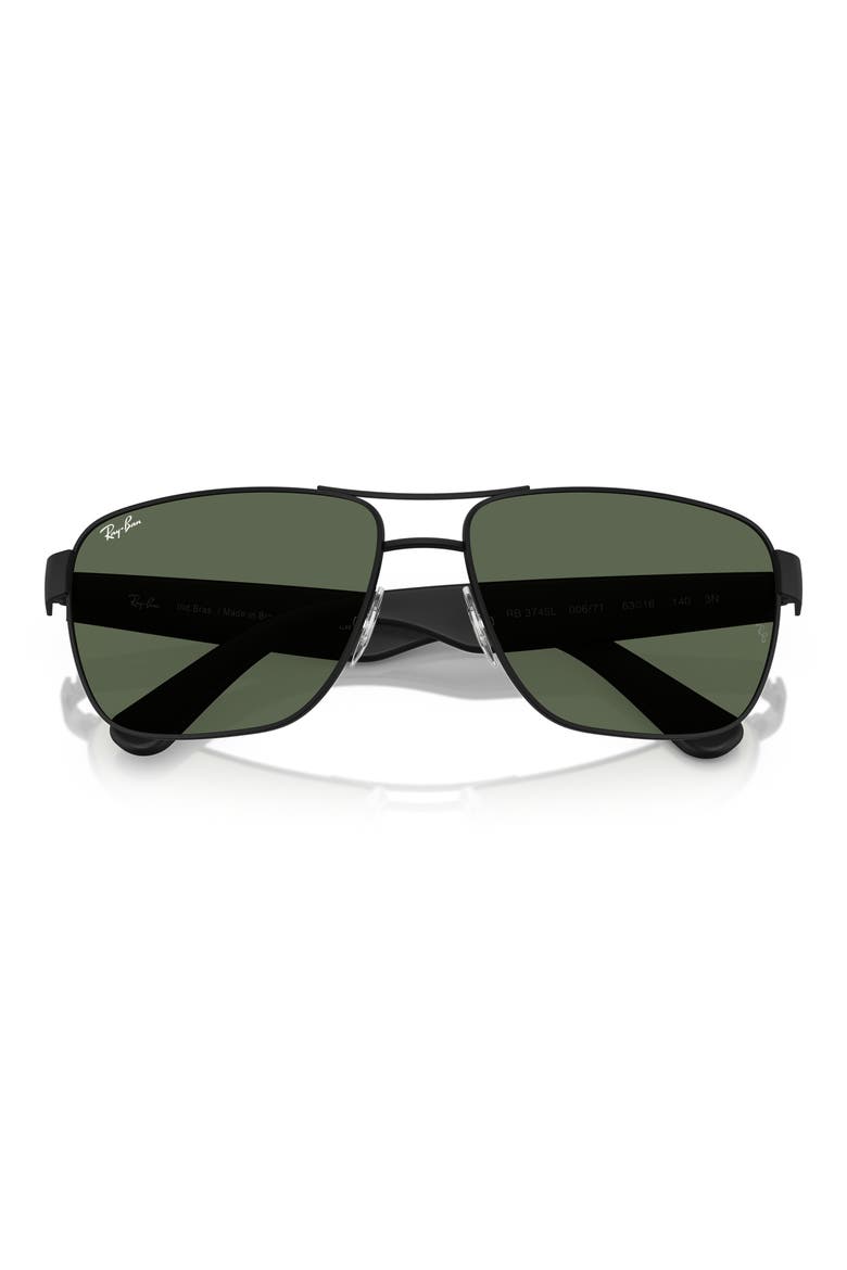 RB3745L 63mm Rectangular Sunglasses, Alternate, color, MATTE BLACK / DARK GREEN