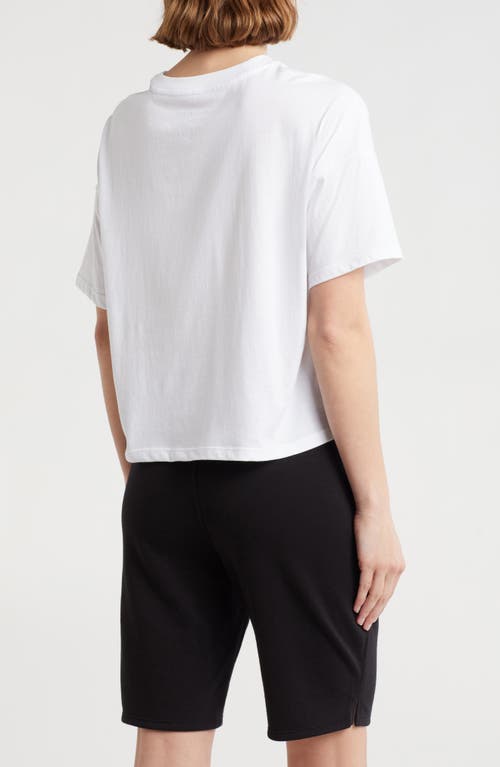 Dkny Rhinestone Graffiti Logo T-shirt In White/black