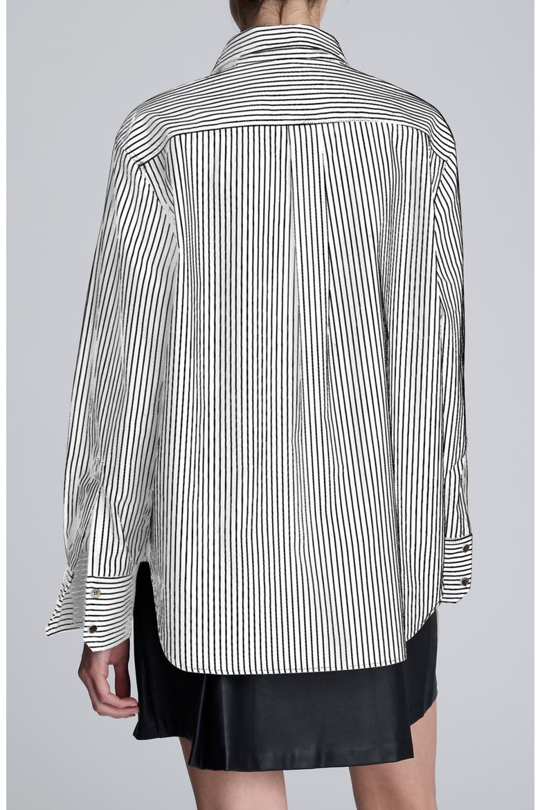 Boyfriend Button-Up Shirt, Alternate, color, PURE WHITE/ BLACK