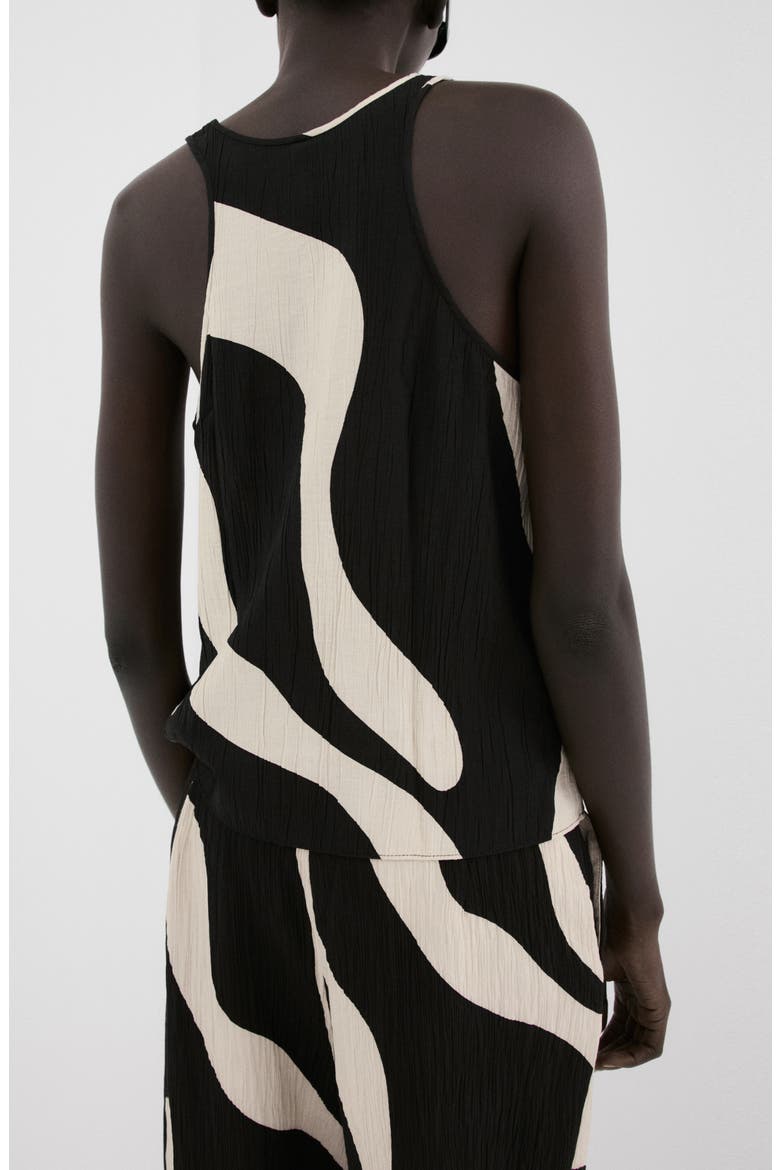 Print Sleeveless Crop Top, Alternate, color, BLACK