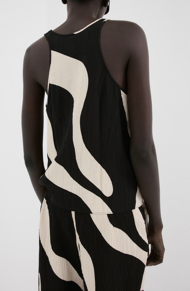 MANGO Print Sleeveless Crop Top, Alternate, color, Black