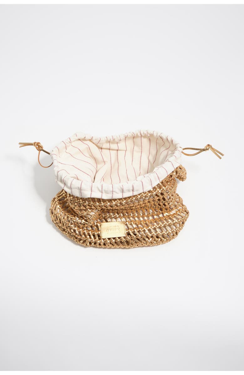 Bimba y Lola Woven Leather Shoulder Bag, Alternate, color, Gold