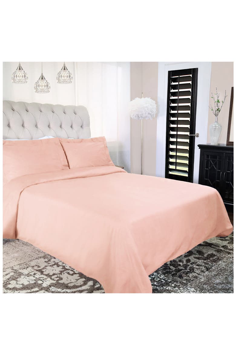 Solid 300 Thread Count Sateen Duvet Cover & Shams Set, Alternate, color, BLUSH