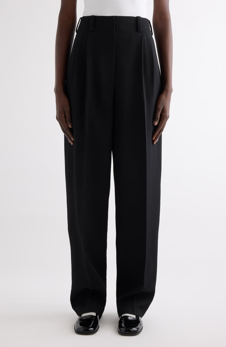 Givenchy Double Pleat Low Waist Wool Grain de Poudre Pants, Main, color, Black