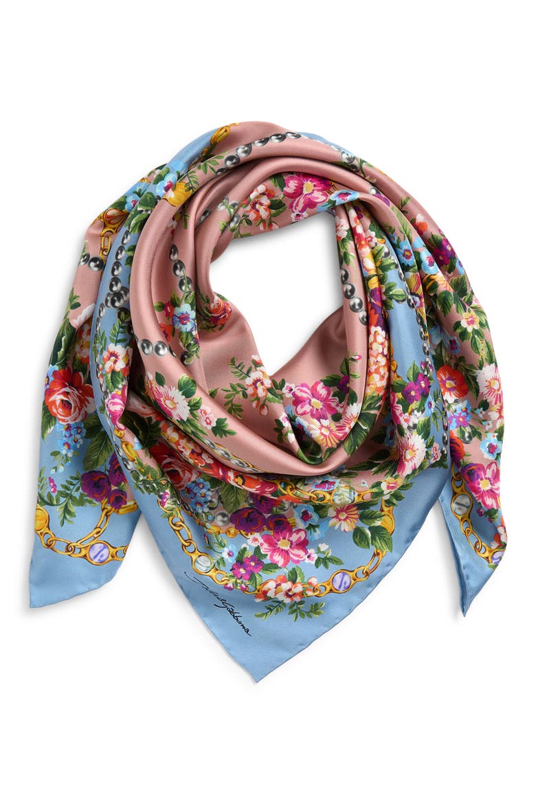 Floral Print Silk Square Scarf, Alternate, color, HF5XK MAZZOLINI FIORI FROS