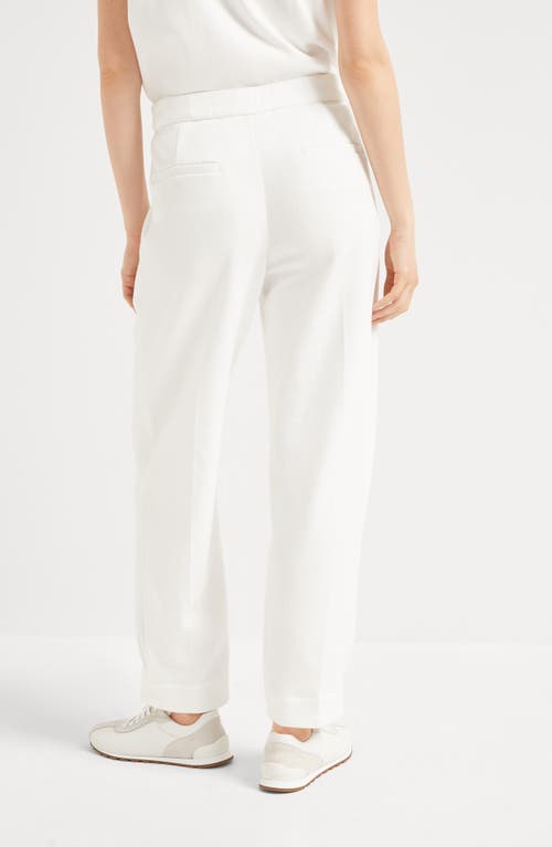 Brunello Cucinelli Women Slouchy Trousers In Viscose And Linen Fluid Twill With Moniline In White