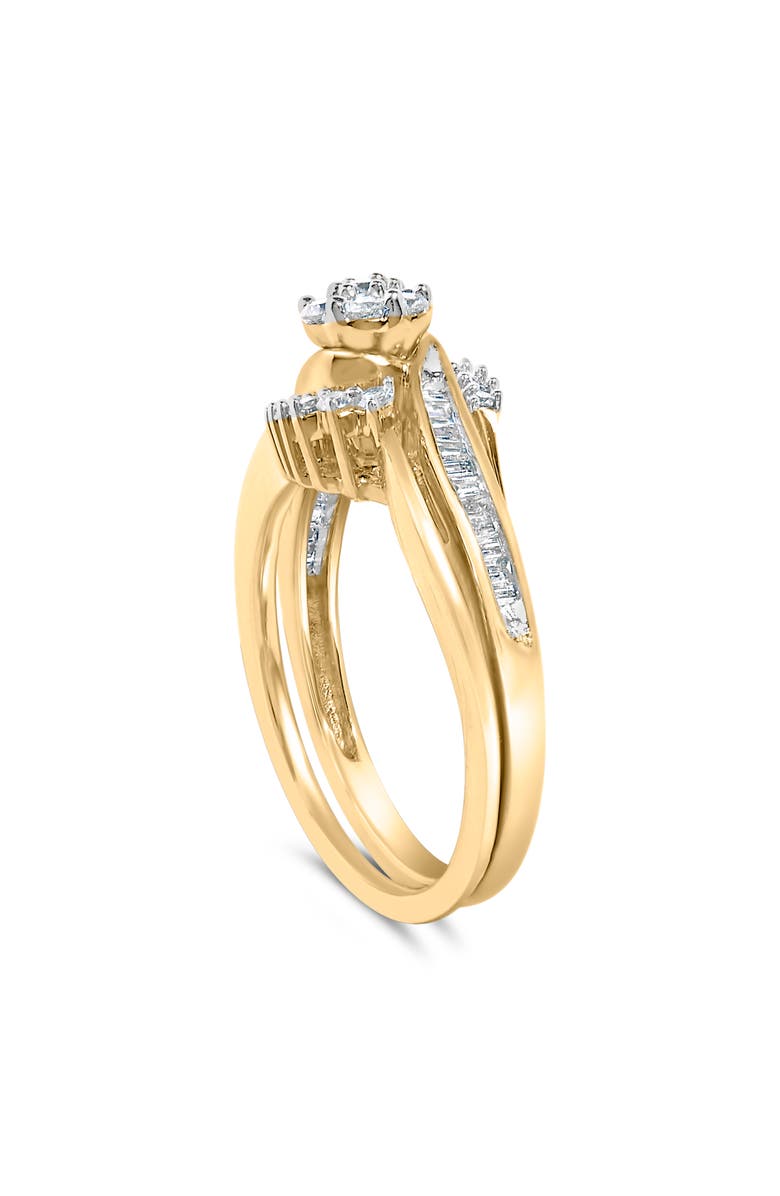 Haus of Brilliance 14K Yellow Gold Plated Sterling Silver 1/2 Cttw Diamond Cluster Spiral Bridal Set, Alternate, color, Yellow Gold Over Silver