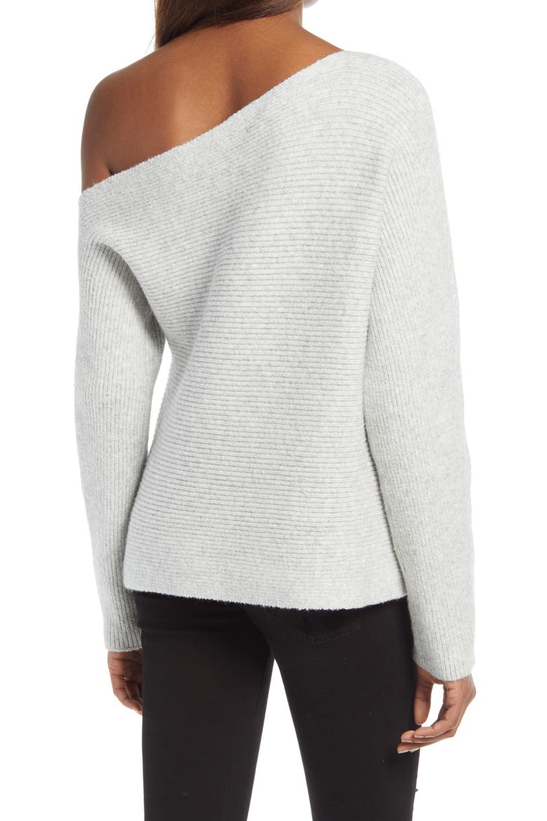 Ribbed One-Shoulder Pullover, Alternate, color, GREY LIGHT HEATHER