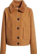 Sam Edelman Crop Jacket with Faux Shearling Collar