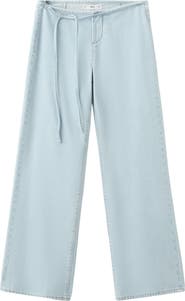 MANGO TEEN Drawstring Wide Leg Jeans