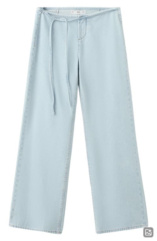 MANGO TEEN Drawstring Wide Leg Jeans in Bleach Blue at Nordstrom, Size 4