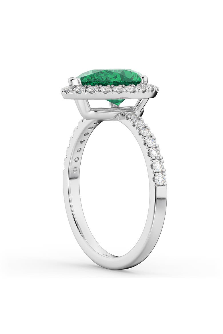 Pear Halo Emerald & Diamond Engagement Ring 14K Gold, Alternate, color, 3.21ct/White Gold