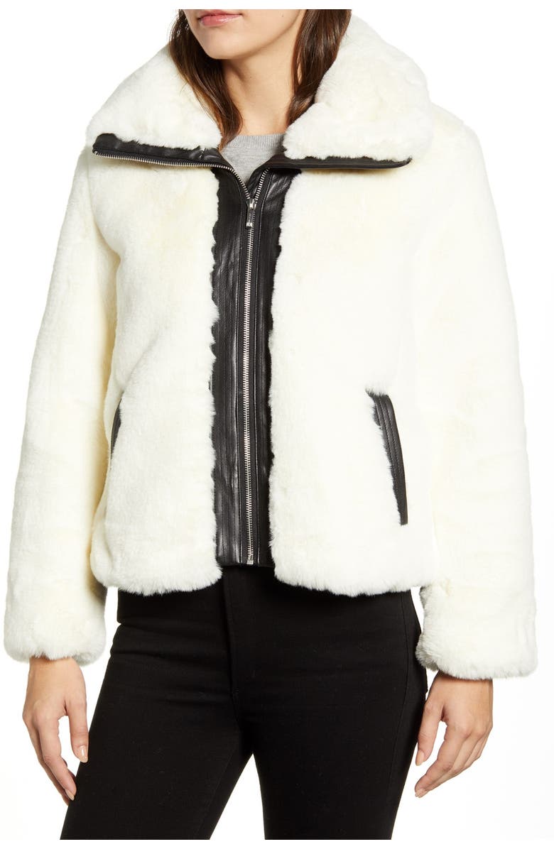 Cole Haan Faux Fur Cropped Jacket, Alternate, color, 