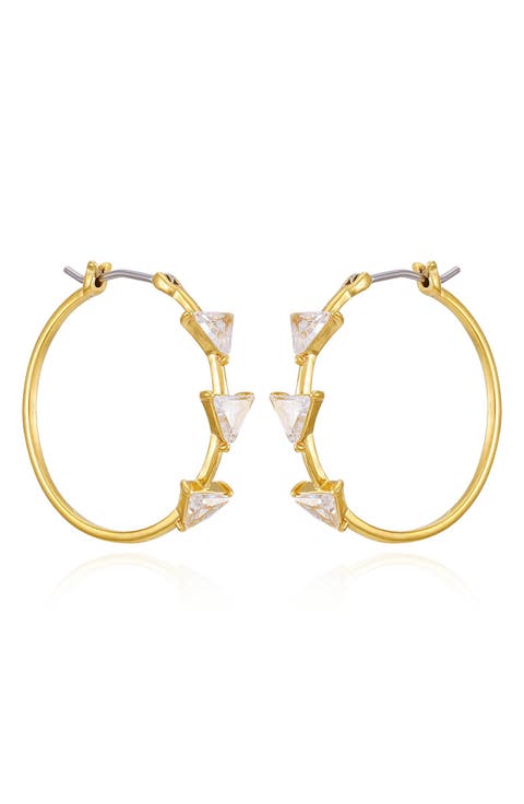 Cubic Zirconia Triangle Hoop Earrings