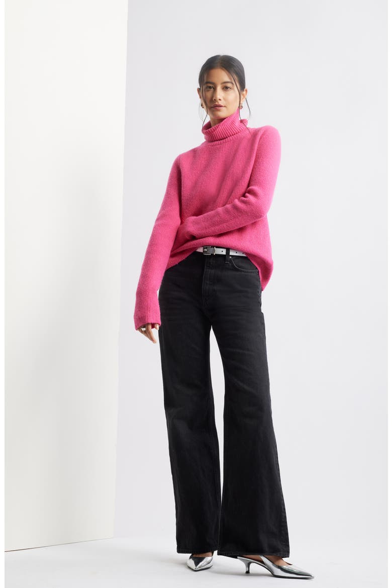 Rib Turtleneck Sweater, Alternate, color, PINK ELECTRIC HEATHER