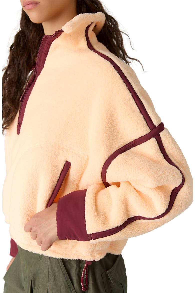 FP Movement Mountain High Fleece Half Zip Pullover, Alternate, color, PINA COLADA/RED VELV