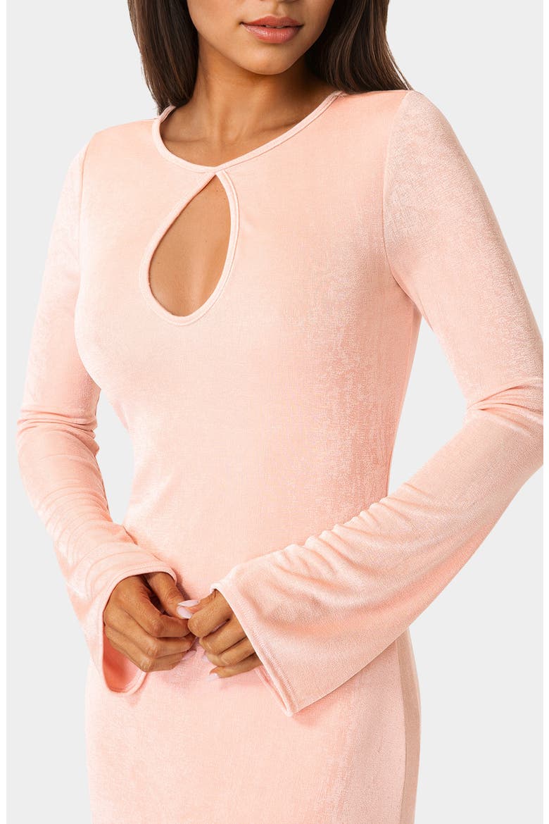 Keyhole Bell Sleeve Maxi Dress, Alternate, color, ROSE