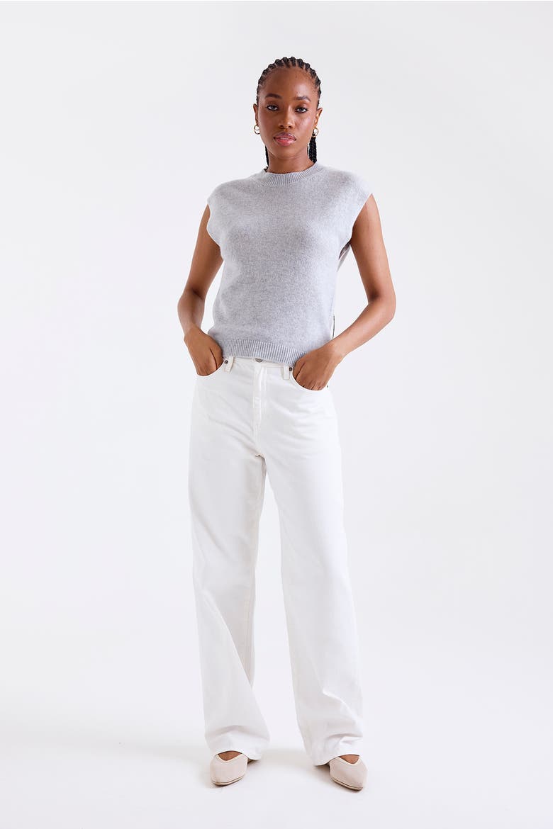Zarah Crew Neck 100% Cashmere Vest, Alternate, color, SUPER GREY