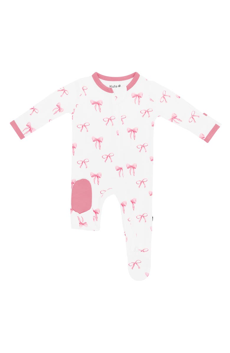 Kyte BABY Zip-Up Footie, Alternate, color, Bow