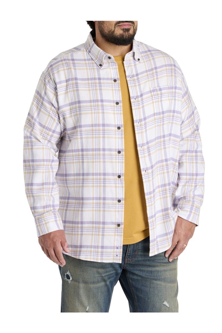 Big & Tall Plaid Flannel Sport Shirt V2, Alternate, color, WHITE PURPLE