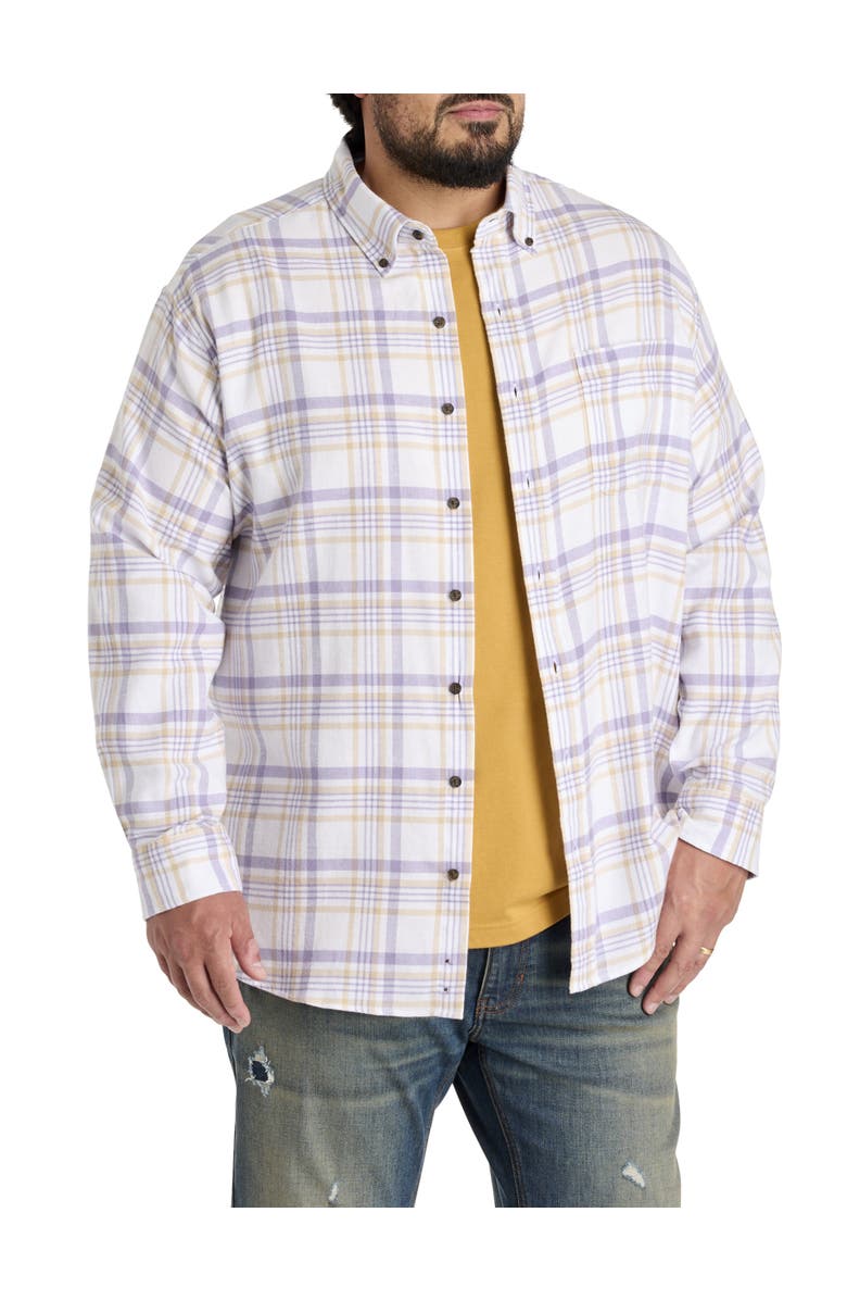 Harbor Bay by DXL Big & Tall Plaid Flannel Sport Shirt V2, Alternate, color, White Purple