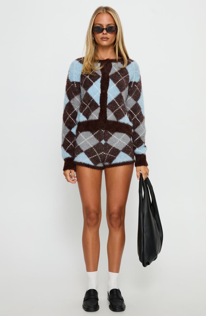 Princess Polly Kenlea Argyle Cardigan, Alternate, color, Blue Argyle