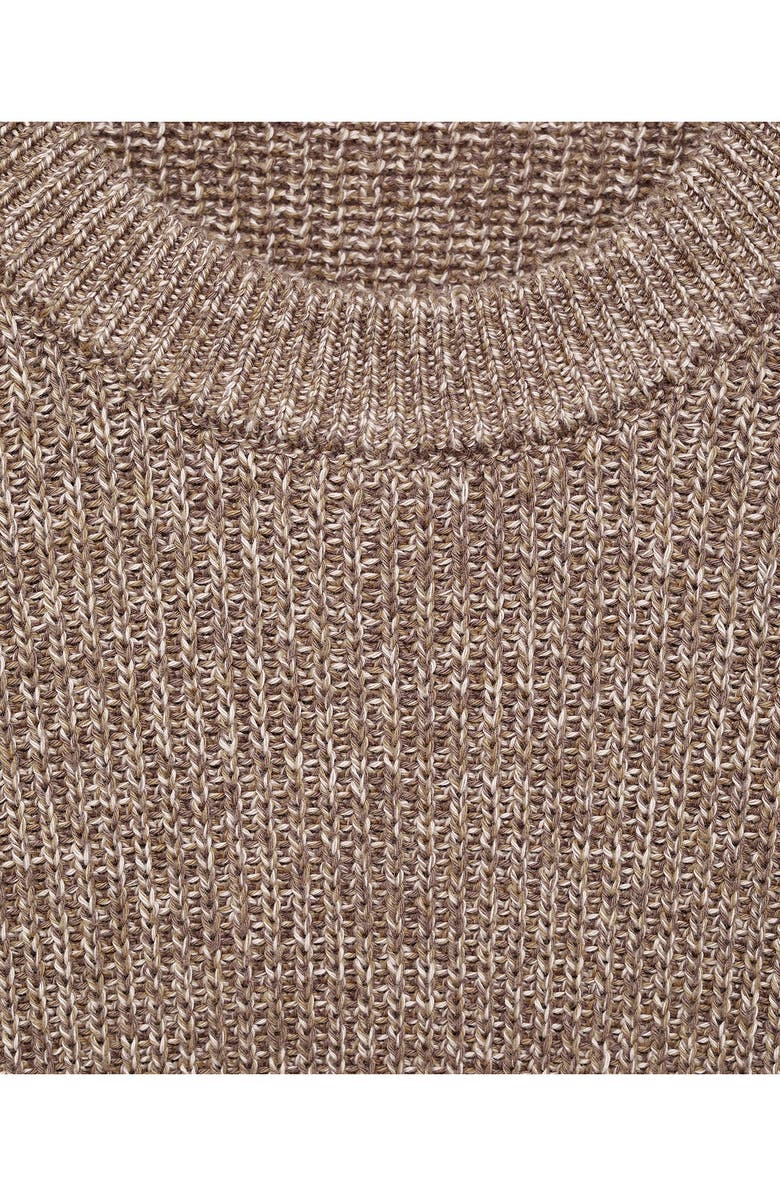 MANGO Marled Cotton Crewneck Sweater, Alternate, color, Beige